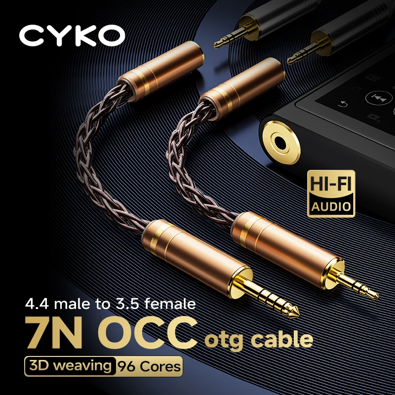 

CYKO 7N OCC HIFI Balanced Audio Cable 8 Core Earphone Conversion Adapter Cable 2.5/3.5/4.4mm Male To Female AUX Jack Cable