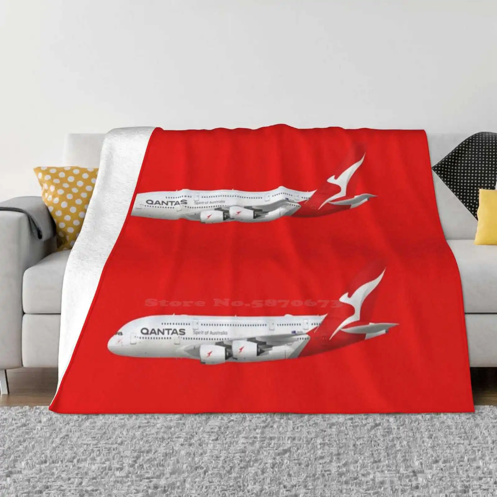 Qantas Airways Airbus A380-800 Top Quality Comfortable Bed Sofa Soft Blanket Qantas Airline Aviation Aircraft Airbus A380