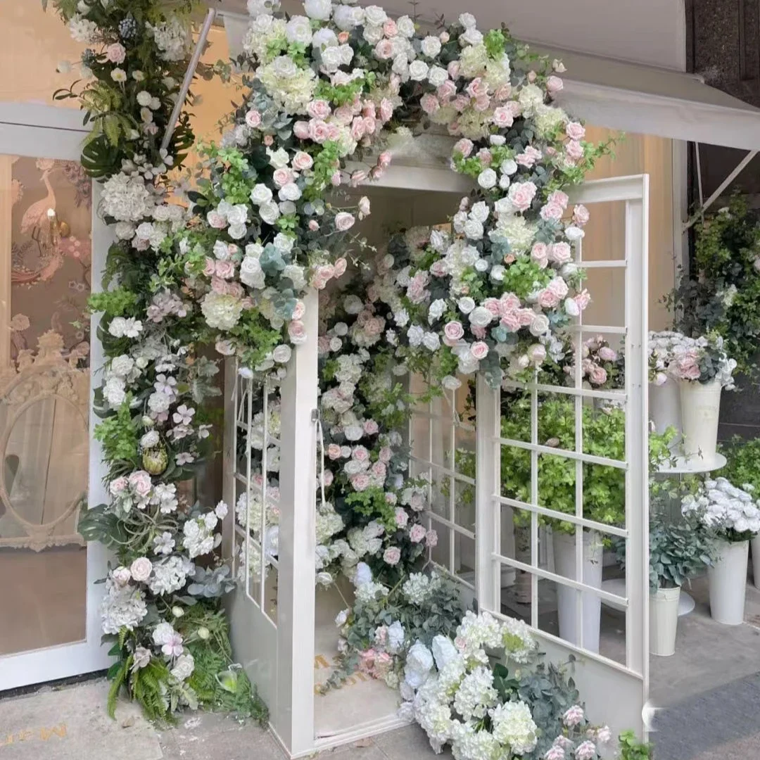 Retro White Phone Booth Wedding Decor Wedding Props White Telephone Booth with Artificial Flower