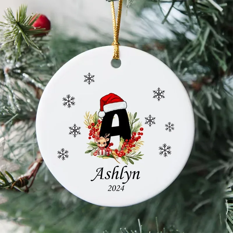 Personalized Initials Christmas Ornament  Custom Name Family Keepsake Xmas Christmas Gift for Boys Girls Teens Room Decoration