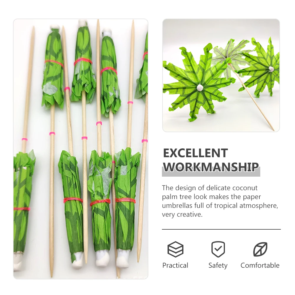 

50 pcs Portable Party Wine Decorative Food Picks Summer Party Decorations Tropical Cocktail Accessories Wood
