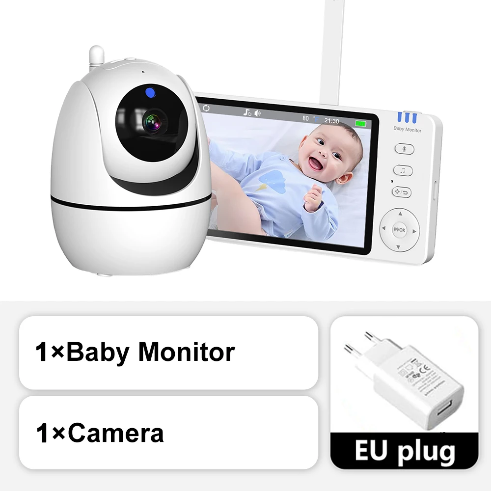 5 ''Video Babyfoon 2.4G Moeder Kinderen Nachtzicht Zoom PTZ Videobewakingscamera's Met Temperatuurweergave Scherm ABM501