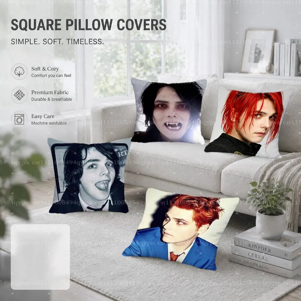 Gerard MCR M-My Chemical Romance Pillowcase With Zipper Throw Pillow Cover Shams Cushion Covers for Bed Living Room Couch