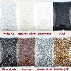 500g 2-6mm Black/White/Mineral-Series Resin Non Hot Fix Rhinestones Flat Back Plastic Crystals Strass Glitters Big Package Stone