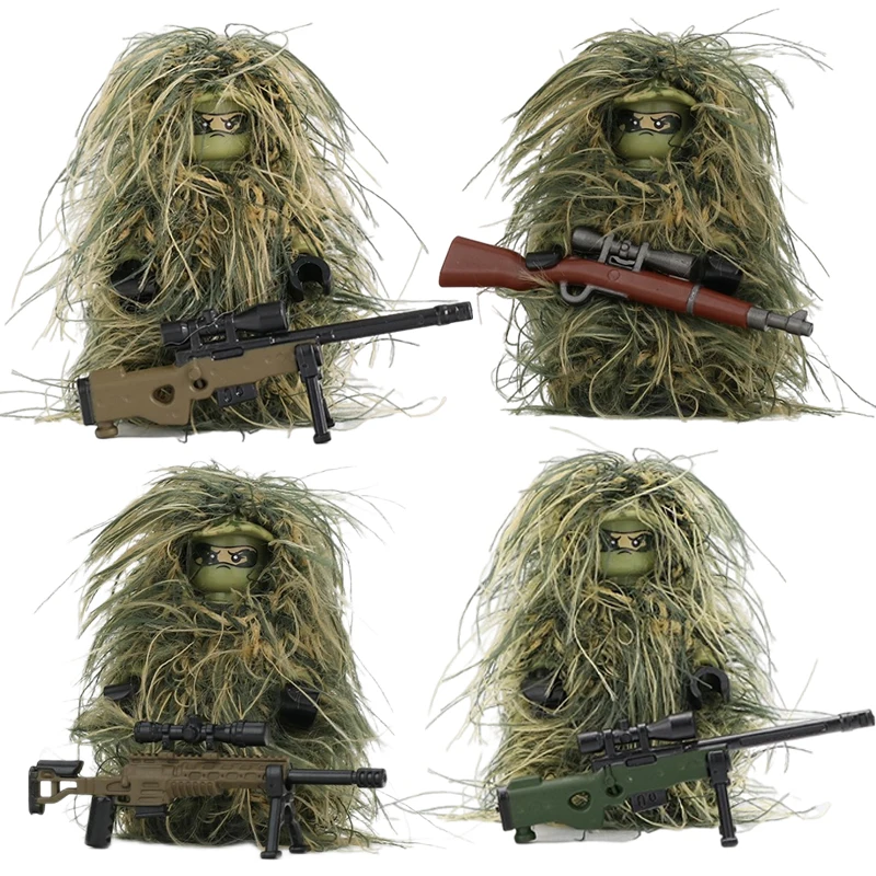 

Military All-Terrain Sniper Camouflage Clothing Building Blocks Jungle SWAT Soldier Figures Weapon AWM Gun Parts Bricks Kids Toy