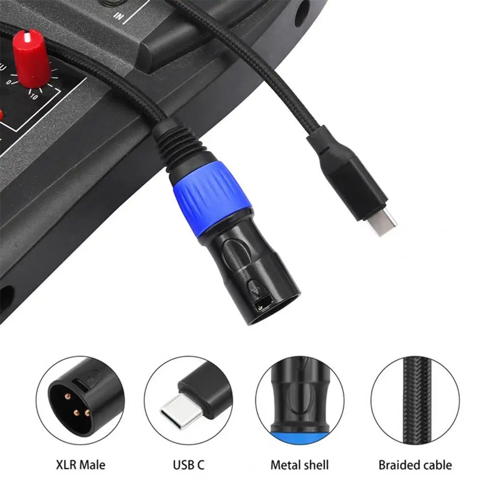 Active Speakers Audio Cable Usb C to Xlr Audio Cable Usb-c to Xlr Male Audio Cable Adapter Type-c to 3-pin Xlr for Active