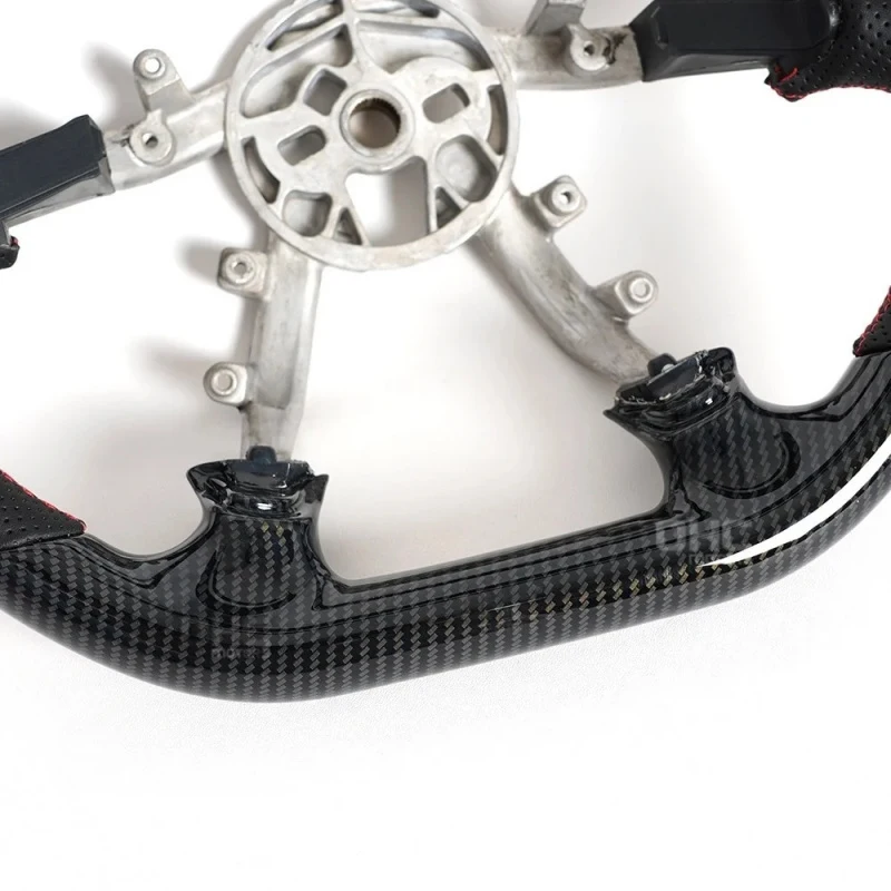 Factory Supply Smart LED Real Carbon Fiber Leather Flat Bottom Sports Steering Wheel Chevy  SS 2016-2024 Challenger 35mm