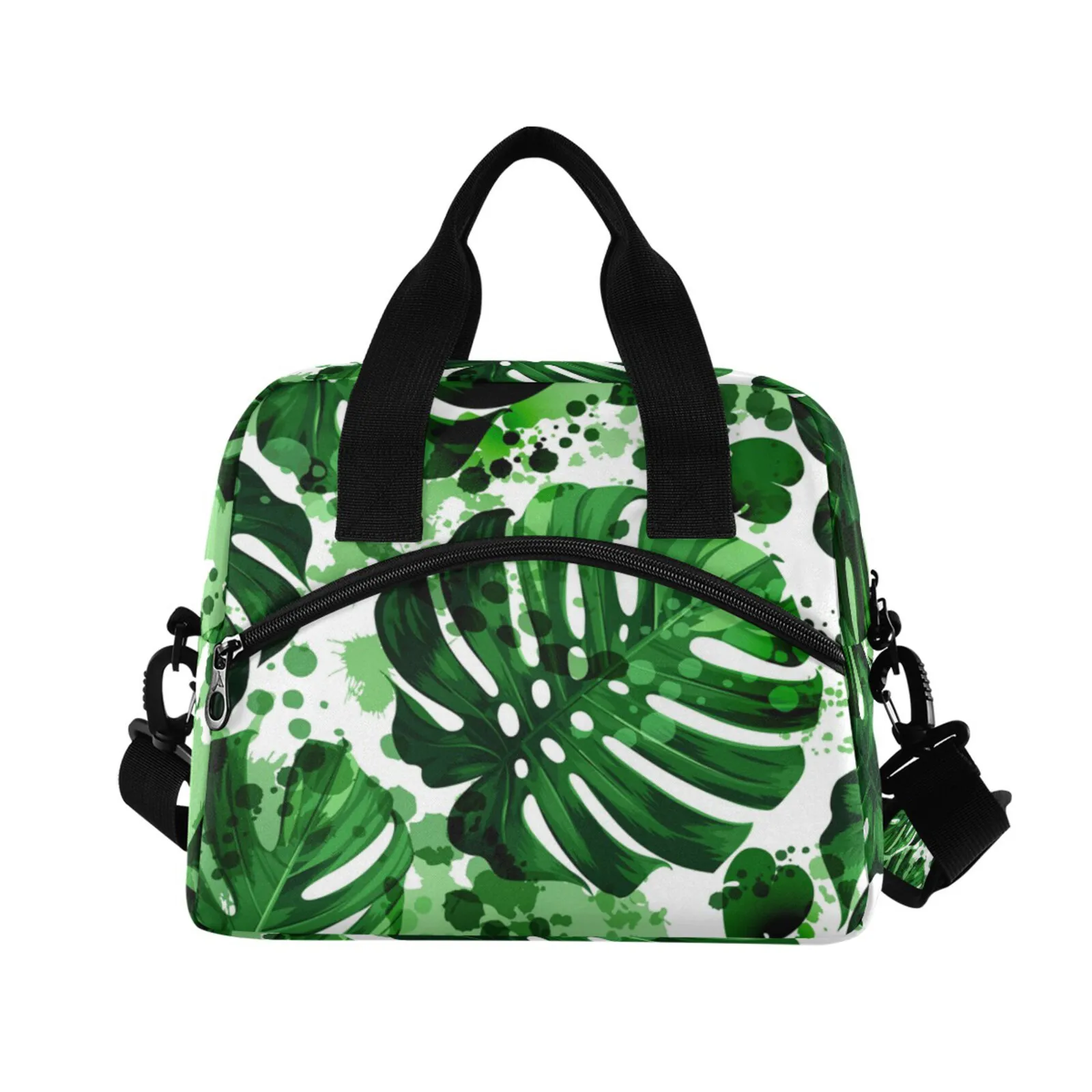 Tropical Palm Leaves Print Lunch Bag Women Large Capacity Portable Cooler Bag Food Fresh Thermal Insulated Picnic Bento Bag