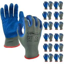 NMShield 24Pieces/12 Pairs Polyester Coated Latex Rubber Anti-Slip Breathable Household Labor Work Protective Garden Gloves