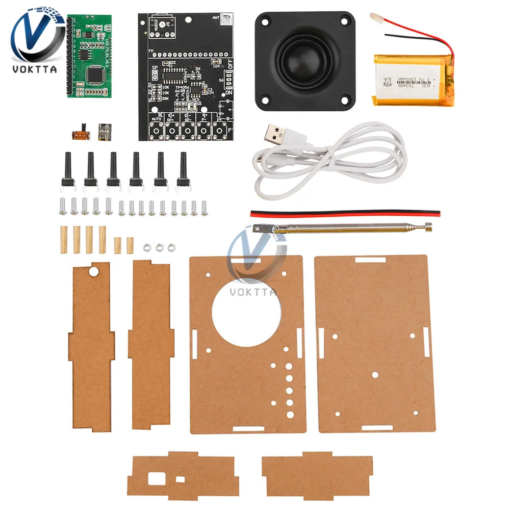 DIY Electronic Kit FM Radio Receiver Module 76-108MHz DIY Radio Speaker Kit Frequency Modification LCD Soldering Practice