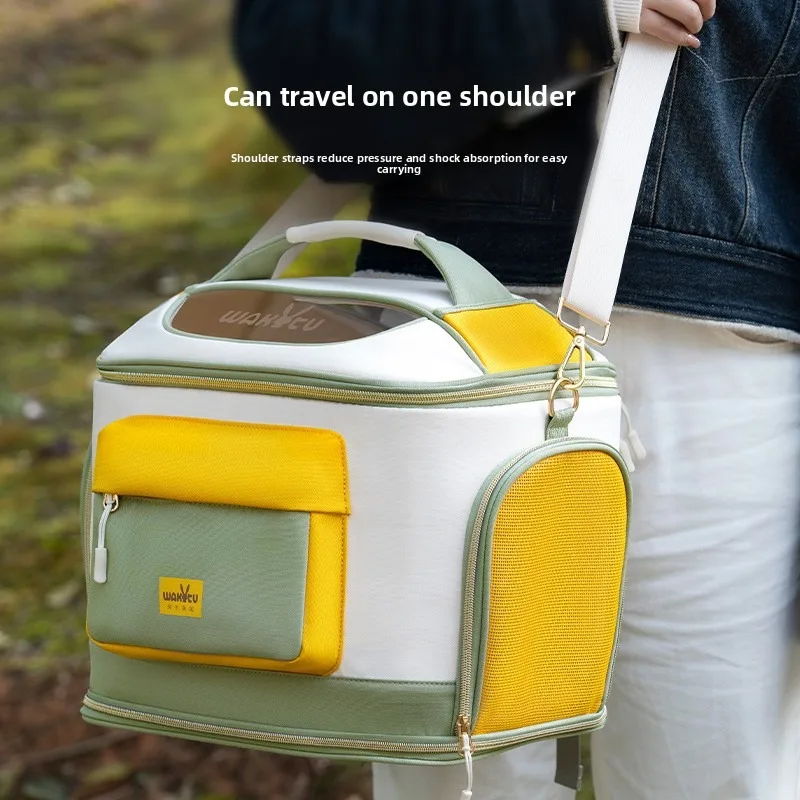 حقيبة الحيوانات الأليفة للدراجة الخارجية من Wakytu، حقيبة قطط كاجوال وقابلة للتنفس، حقيبة قطط محمولة بكتف واحد للدراجة #2