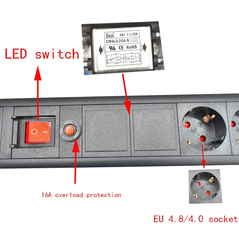 Audio Noise AC Power Filter Power Conditioner Power Purifier con prese EU ciabatta 16A 4000W