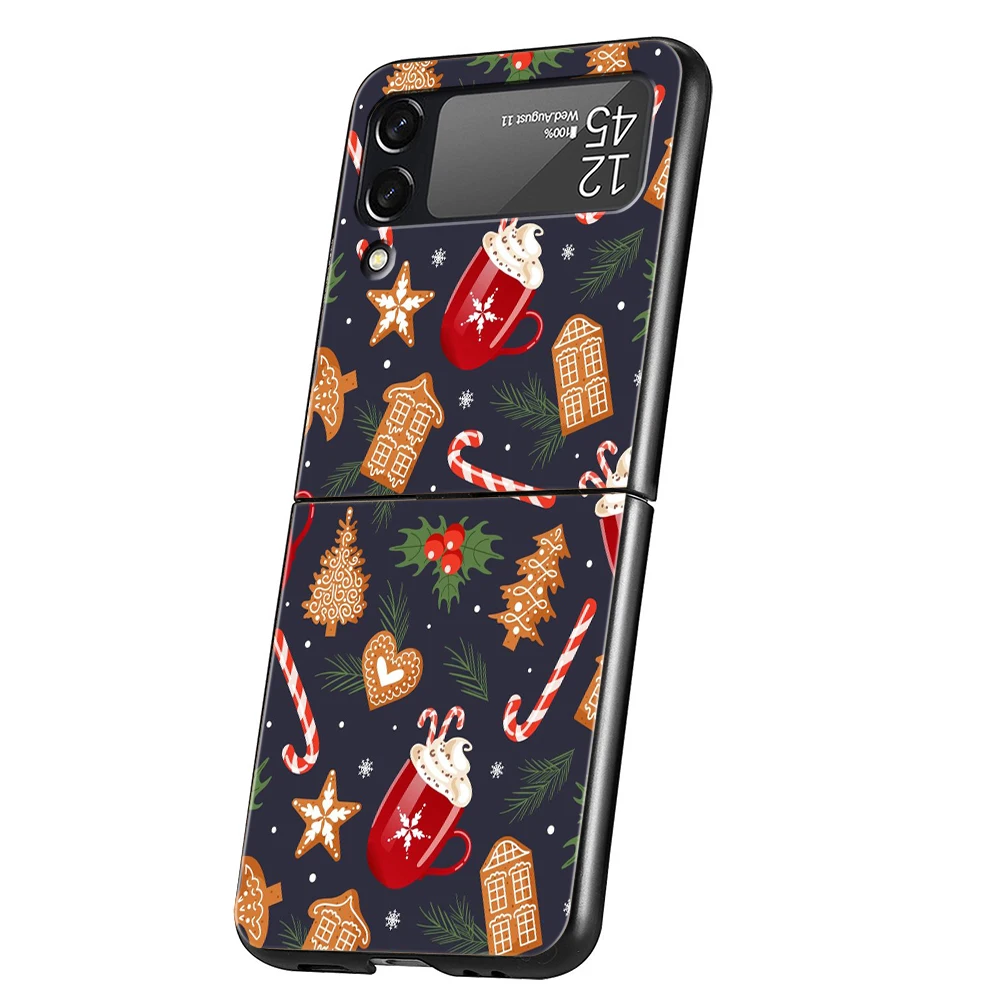 New Year Christmas Hard PC Phone Case For Samsung Galaxy Z Flip 6 5 4 Black Cover For Galaxy Z Flip 3 Foldable Shockproof Capas – Detail 4
