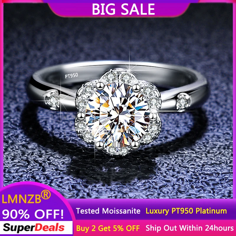 

Never Fade Original Solid PT950 Platinum Ring Luxury 1 Carat Round VVS1 D Color Moissanite Diamond Wedding Band Gift for Women