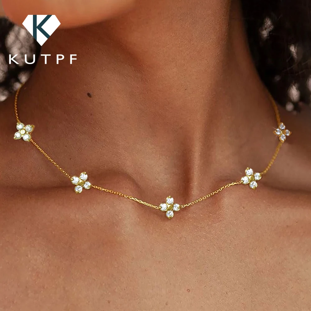 

Ожерелья с четырехлистным клевером и муассанитом для женщин, сертифицированные, с лабораторными бриллиантами 2 мм, чокер из стерлингового серебра 925 пробы, ювелирные изделия, подарки