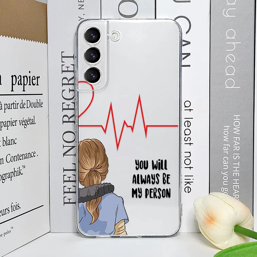 Cartoon Greys Anatomy You Are My Person Clear Phone Case for Samsung Galaxy S24 S23 Ultra S22 Plus S21 FE S20 Soft Covers Fundas