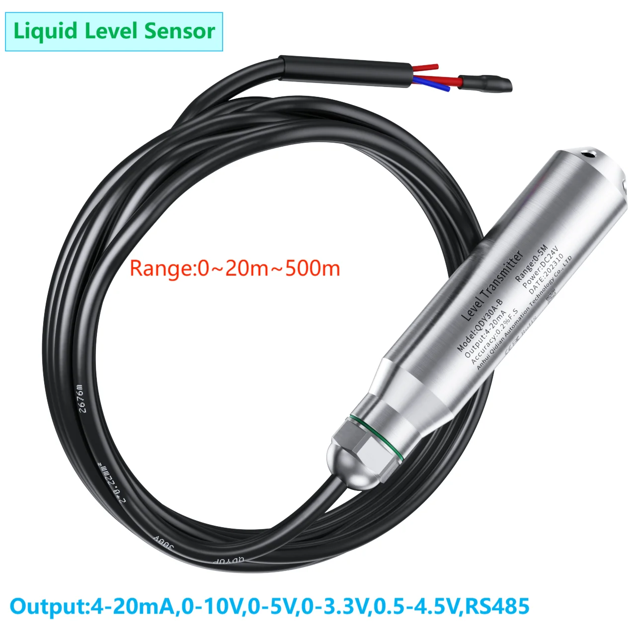 10V Hydrostatic Water Level Sensor Probe 4-20mA 0-3.3V Liquid Level Transmitter Deep Well 0-1M 2M 20M Liquid Level Transducer