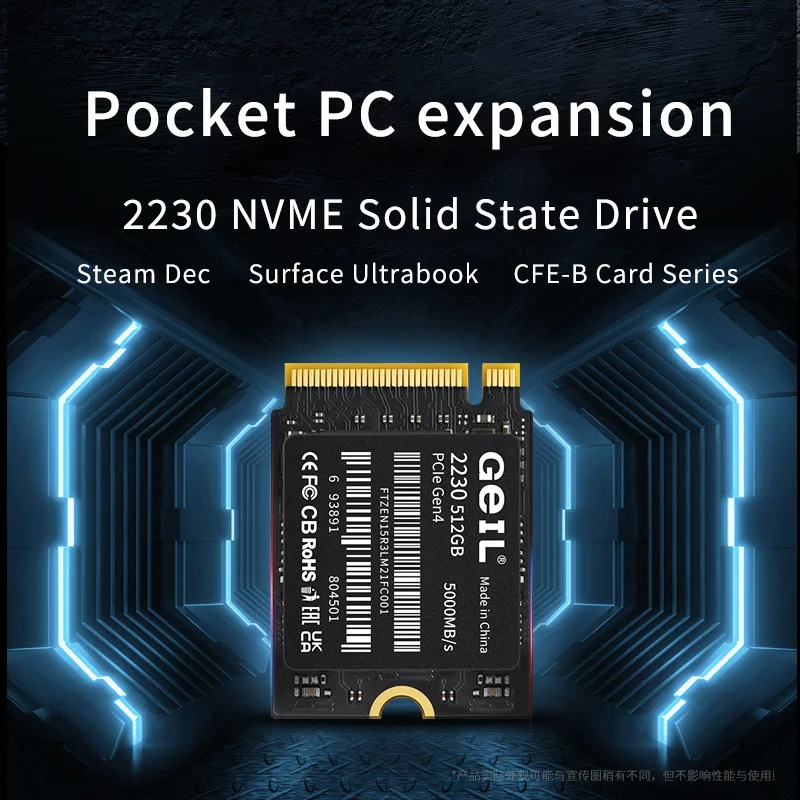 Imagem -02 - Geil m2 Ssd 512gb 1t P4l P3l Unidade de Estado Sólido Interna de Estilo Curto Nvme Pcie 4.0 Gen M.2 2230 para Deck de Vapor