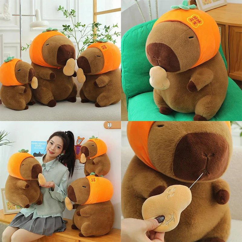 귀여운 카피바라 봉제 인형 귀여운 감 디자인 봉제 인형 어린이 생일 선물 봉제 베개 부드러운 동물 인형 도매