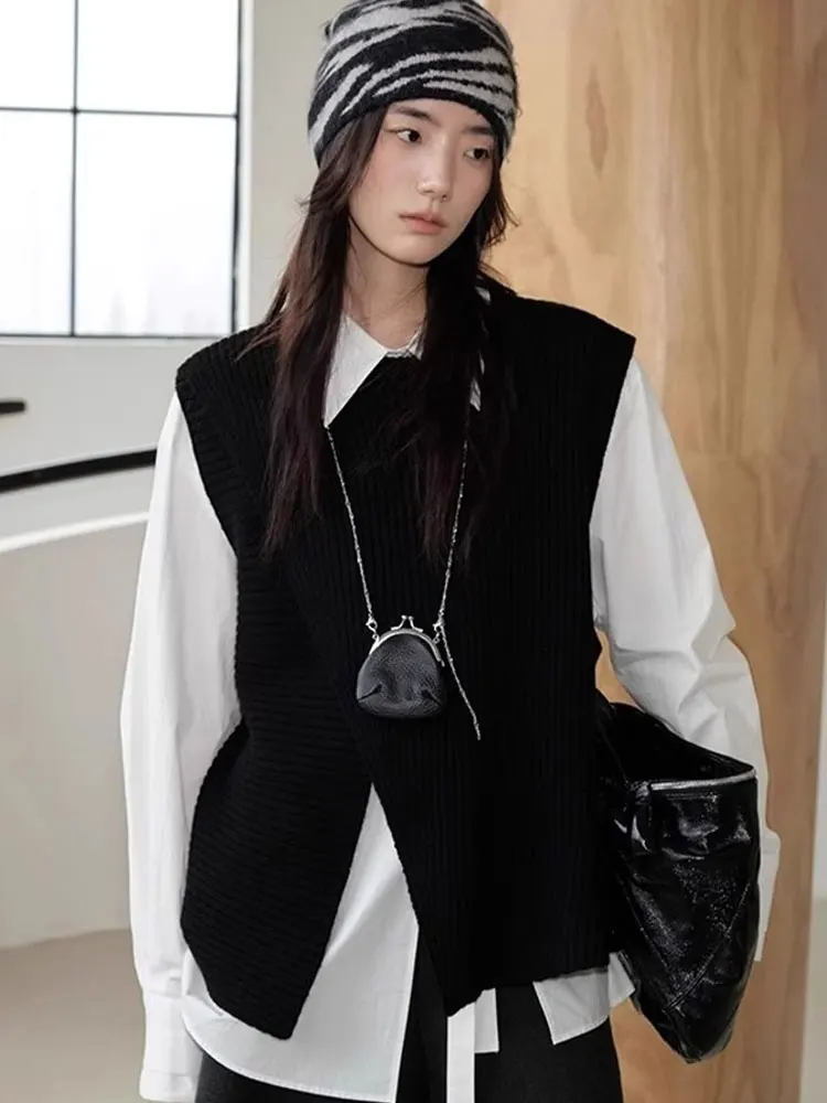 

Уникальный вязаный жилет Svel V-Ne Faion, универсальный многослойный дизайн Ele, удобная посадка, чистый цвет, для поездок на работу