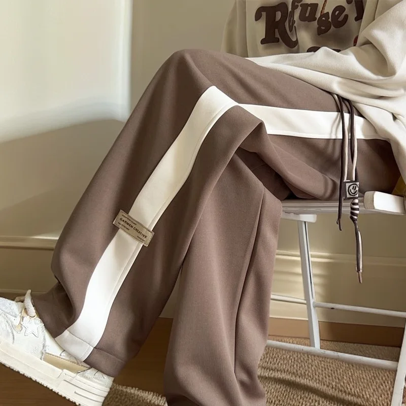 

Широкие брюки унисекс для мужчин и женщин, свободного кроя, больших размеров, с высокой талией, прямые, повседневные, весна-осень