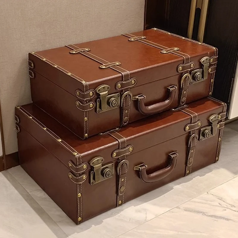 

Винтажный чемодан-органайзер, ящик для хранения, деревянный багаж, декоративный дорожный чехол для фотографий, кожаный чемодан, дорожные чемоданы
