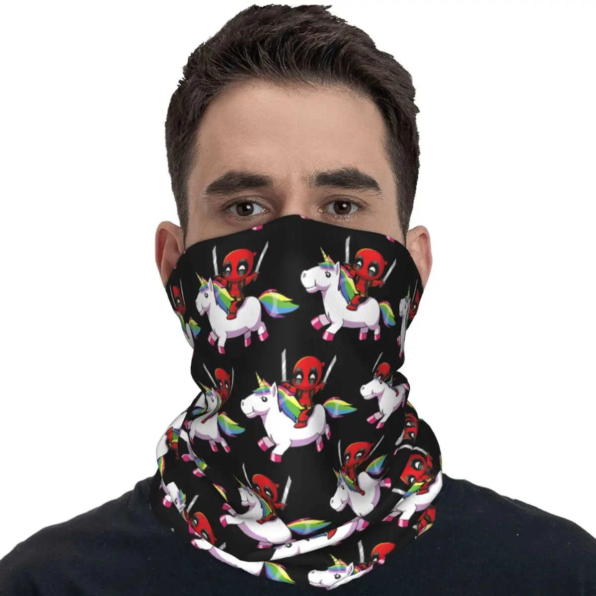 Karikatür Wade Wilson havuzu Unicorn üzerinde ölü bisiklet maskesi nefes taktik maske serin yürüyüş kamp UV koruma eşarp Bandana