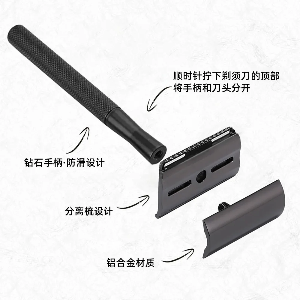 3 cores masculino profissional manual barbeador barbeiro navalha de barbear cortador de barba presente navalha de segurança com alça ponderada matel