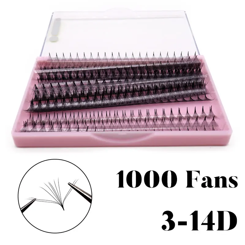 

3-14D 1000 веер прививки наращивание ресниц натуральные мягкие и легкие накладные ресницы Россия объем тонкая заостренная основа для макияжа