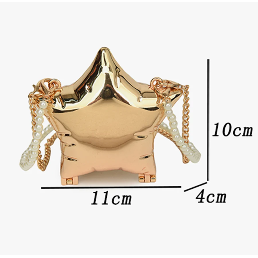 กระเป๋าคาดลำตัวสายโซ่ไข่มุกสำหรับแฟชั่นสำหรับผู้หญิงรูปดาวห้าแฉกกระเป๋าสะพายไหล่สำหรับตกแต่ง2024โลหะใหม่