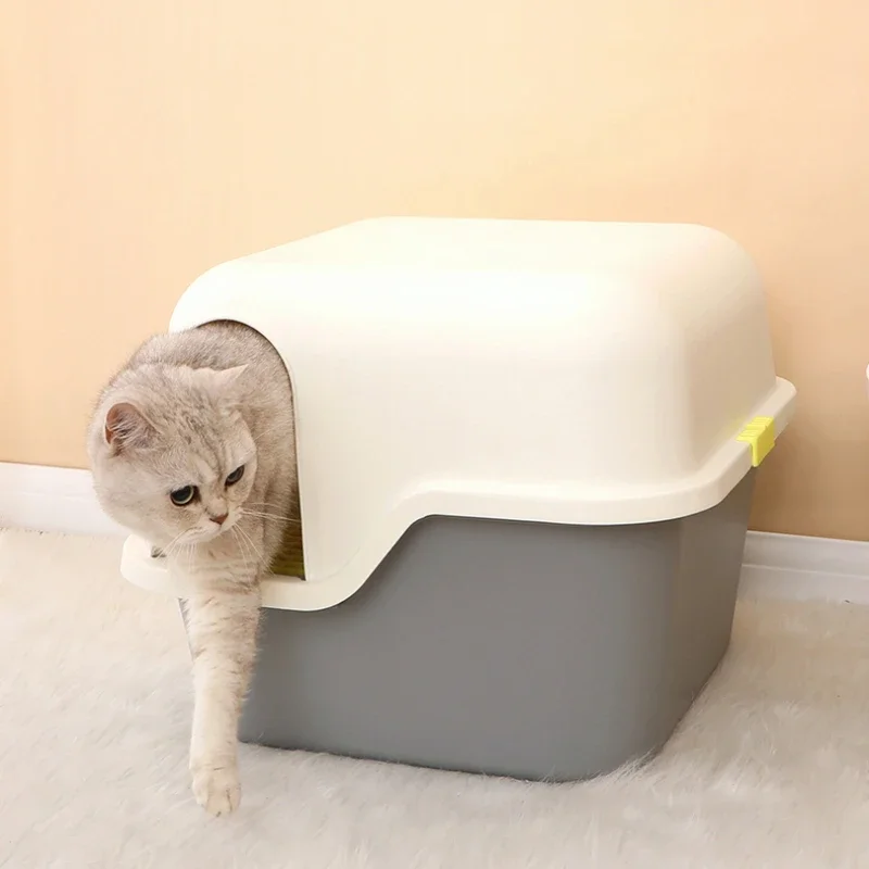 Large Corridor Type Cat Litter Tray, Odor Proof Splash Toilet, Fully Enclosed, Cats\' Sandbox, Flip-top Design, Pets Supplies