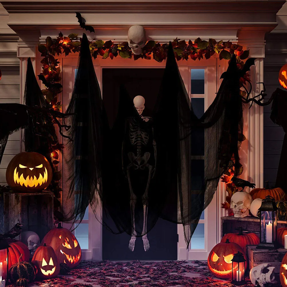 

Black Tulle Netting Halloween Decor For Indoor Outdoor Haunted House Party Backdrop Yard Decoration Festive Ornament