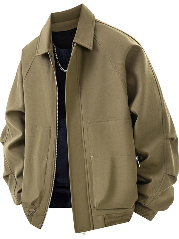 

Мужская куртка в американском стиле, ветрозащитная, с длинными рукавами, свободного кроя, с воротником-стойкой, повседневная, из полиэстера, на молнии