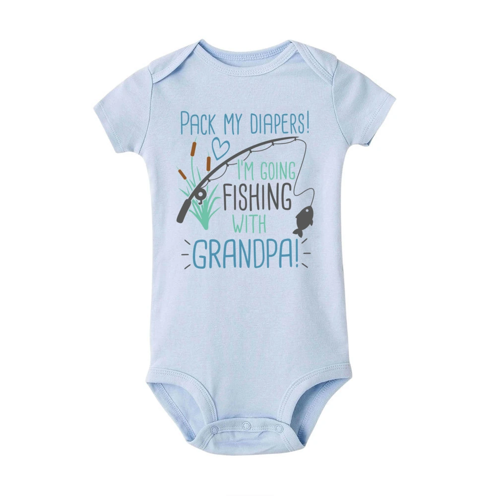 I\'m Going Fishing with Grandpa Baby Bodysuit Grandpas Fishing Buddy Shirt Funny Newborn Fishing Jumpsuit Infant Baby Shower Gift