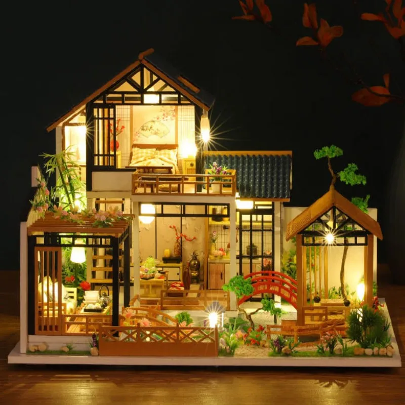 مجموعات بيت الدمى DIY للبالغين منزل خشبي مصغر كبير مع أثاث مصنوع يدويًا لتجميع النماذج كهدية لديكور المنزل #1