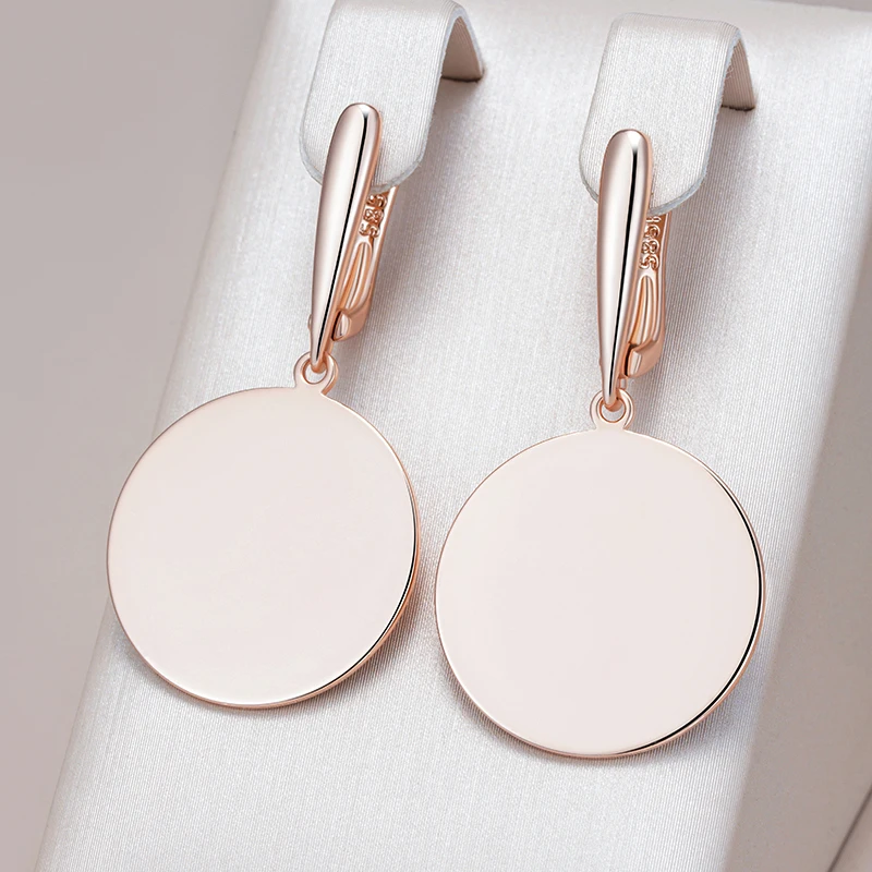 Kinel Hot Fashion Glossy Dangle Earrings For Women 585 Rose Gold Color Simple Round Accessories High Quality Daily Fine Jewelry