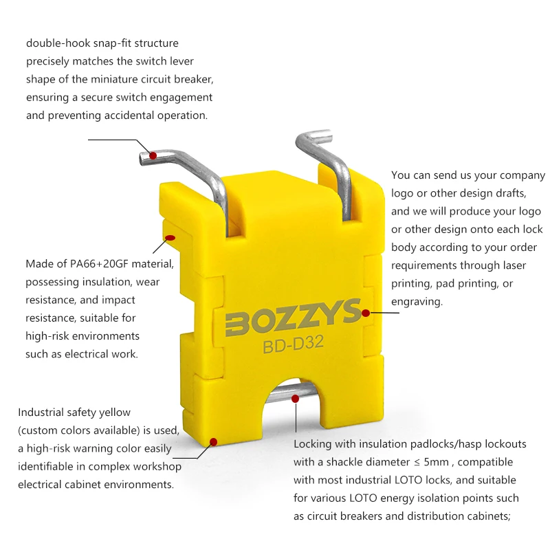 BOZZYS Mini Circuit Breaker Lock MCB Lockout LOTO for Electrical Equipments Portable