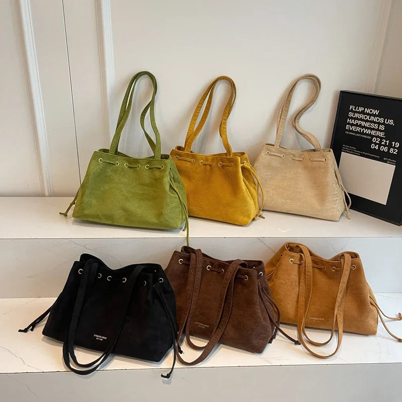 موضة جديدة حقائب كتف من جلد الغزال الصناعي غلق بمشبك خيط الخياطة 2026 سعة كبيرة للتنقل تصميم أنيق حقائب كروس نسائية #5