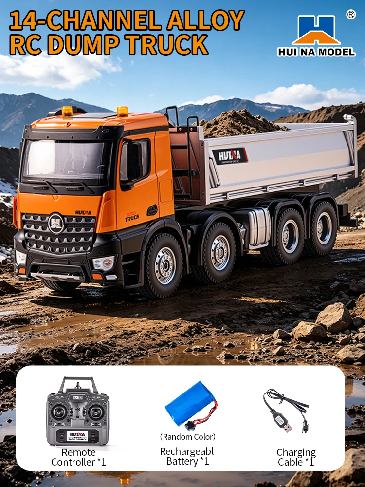 

New HUINA 1536 1/14 RC Dumper Truck 12CH RTR Remote Control Tipper Model Light Sound Effects USB with Metal Cabin Gift for Boy