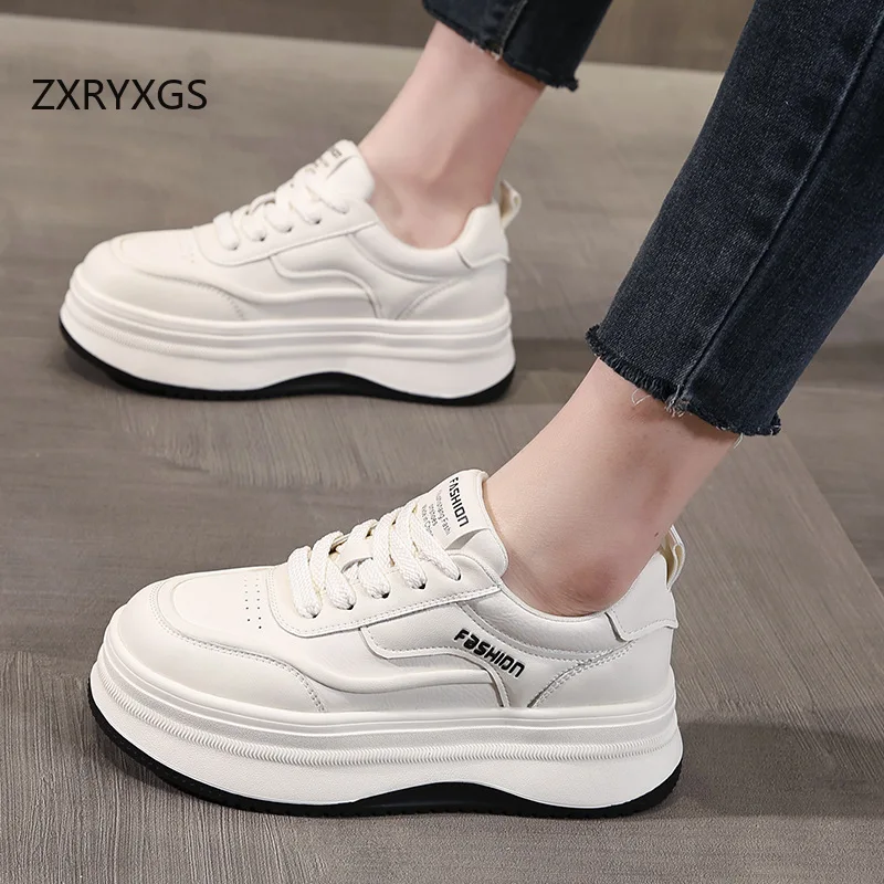 ZXRYXGS-Chaussures Blanches en Cuir group pour Femme, Baskets de Voyage Polyvalentes, à Semelles Optiques Populaires, Carillon de Loisirs, Nouvelle Collection 2025