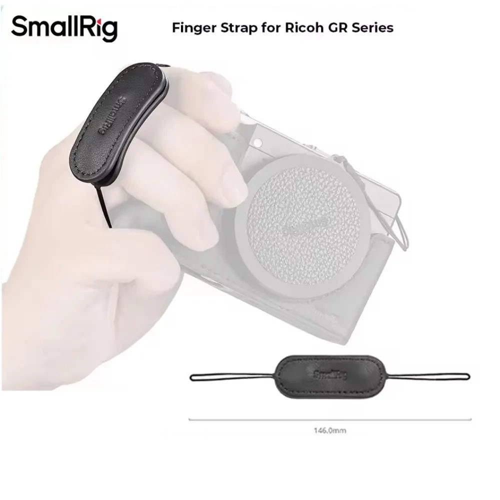 SmallRig GR Series Camera Finger Strap for Ricoh GR Series Black Top-Grain Leather Secure Easy Instal Enhanced Comfort for Shoot
