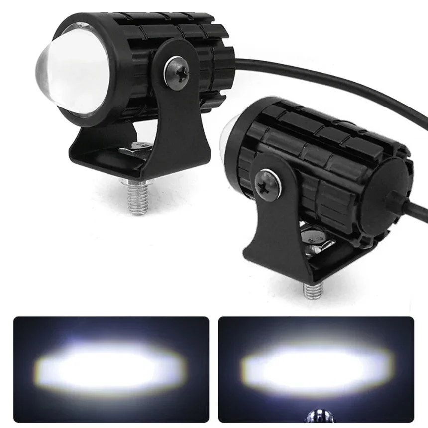 2Pcs Motorcycle LED Spotlight Headlight Fog Lights High Low Beam White Driving Spot Work Lamp fit For Trucks SUV Off Road Cars