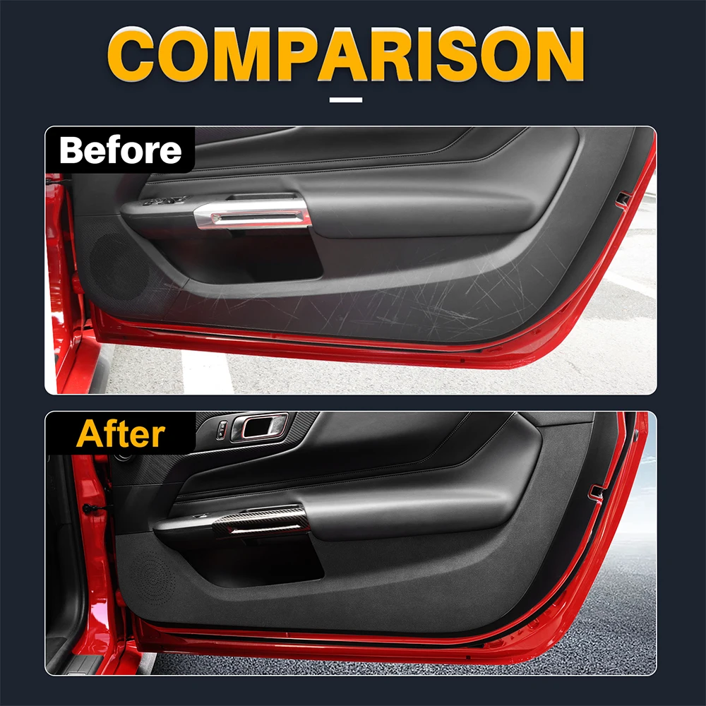 Door Protect Sticker For Ford Mustang GT 2024 2025 Anti-kick Pad Suede Leather Carbon Car Door Protect Edge Interior Accessories