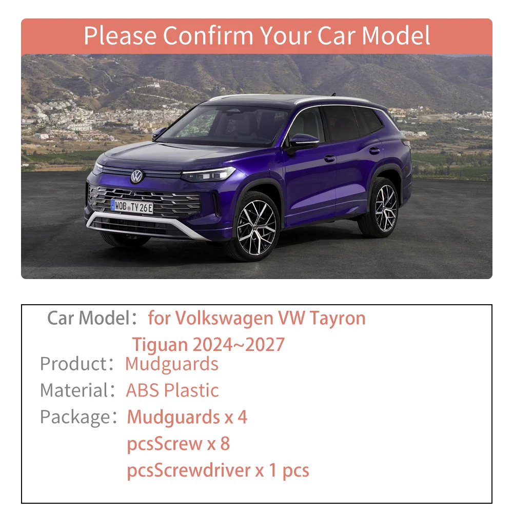 Guardabarros para Volkswagen VW Tayron Tiguan R-Line 2024~2027 2025, Protectores Contra Salpicaduras, Guardabarros, Accesorios para Guardafangos