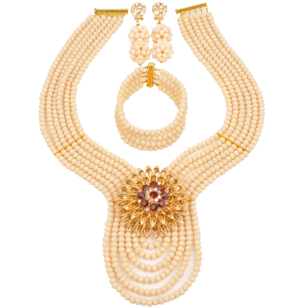 

Nigerian Bride Crystal Jewelry Necklace African wedding jewelry