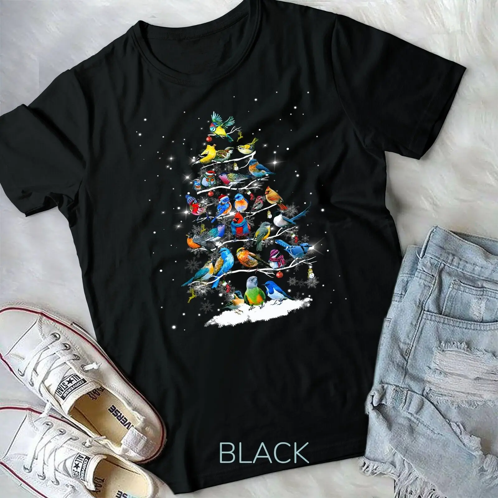 Birds Christmas Tree T-Shirt Unisex T-shirt