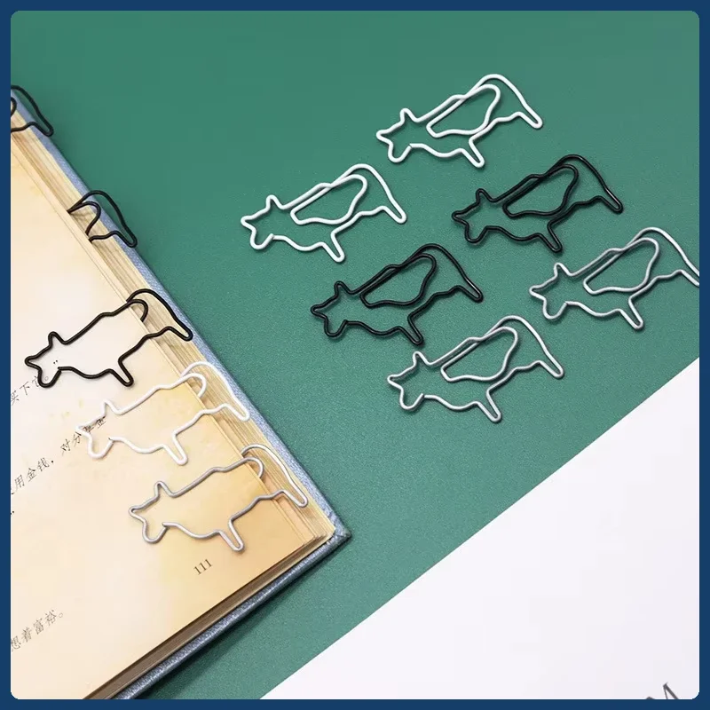 Cow Creative Cartoon Paper Clip Coated with Plastic Thread Bookmark Student Test Paper Pin Office Paper Pin Binder Clips Clips