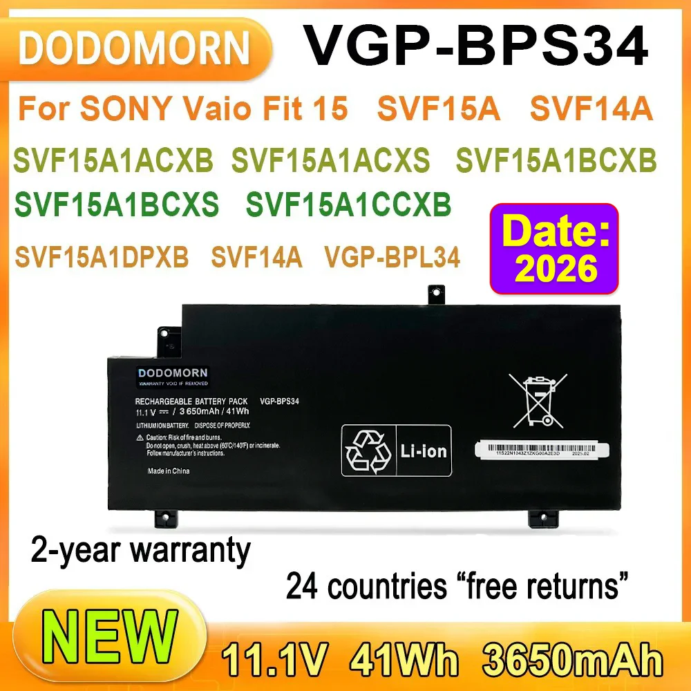 For SONY Vaio Fit 15 SVF15A SVF14A SVF15A1ACXB SVF15A1ACXS SVF14A SVF15A1DPXB SVF15A1BCXS Laptop Battery VGP-BPL34