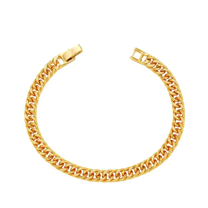 XP Jewelry -- ( 19 cm x 6 mm ) 24 k Yellow Gold Plated Weave Bracelets For Men Women Fashion Jewelry