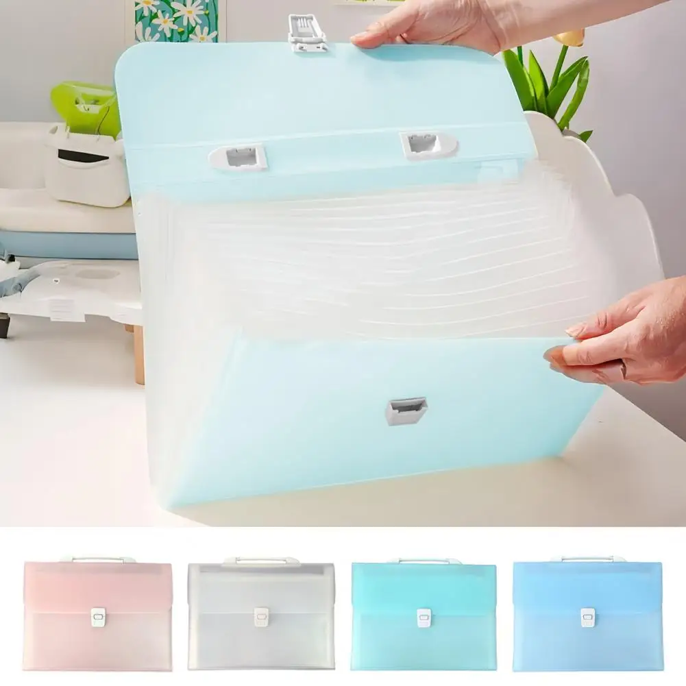 Expanding File Folder with 13 Pockets Waterproof Clear Document Organizer A4 Size File Organizer with Labels for School Office